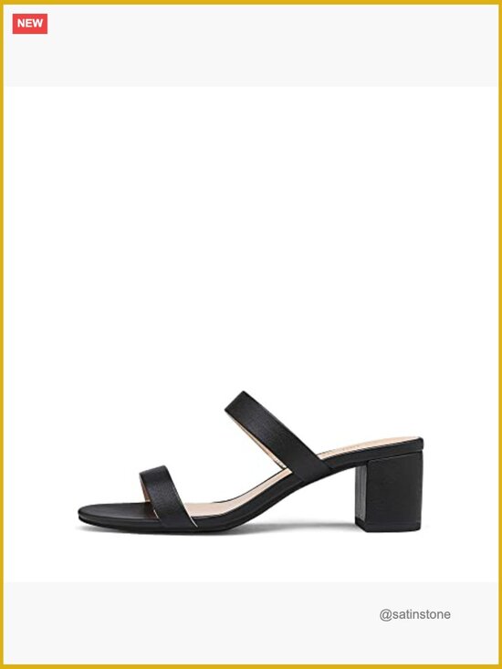 Amazon.com | Avidirk Women Two Strap Open Toe Block Chunky Heels Sandals Mules